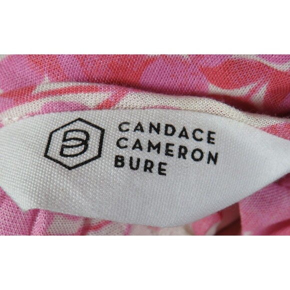 Candace Cameron Bure Pink Floral Flutter Sleeve Woven Top Size XXS - Picture 11 of 15